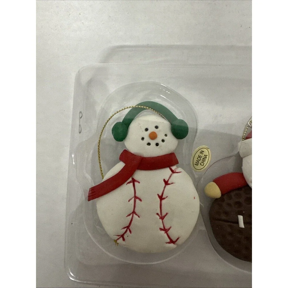 Lot Of 4 Sports Christmas Tree‎ Ornaments Basketball Football Baseball Soccer